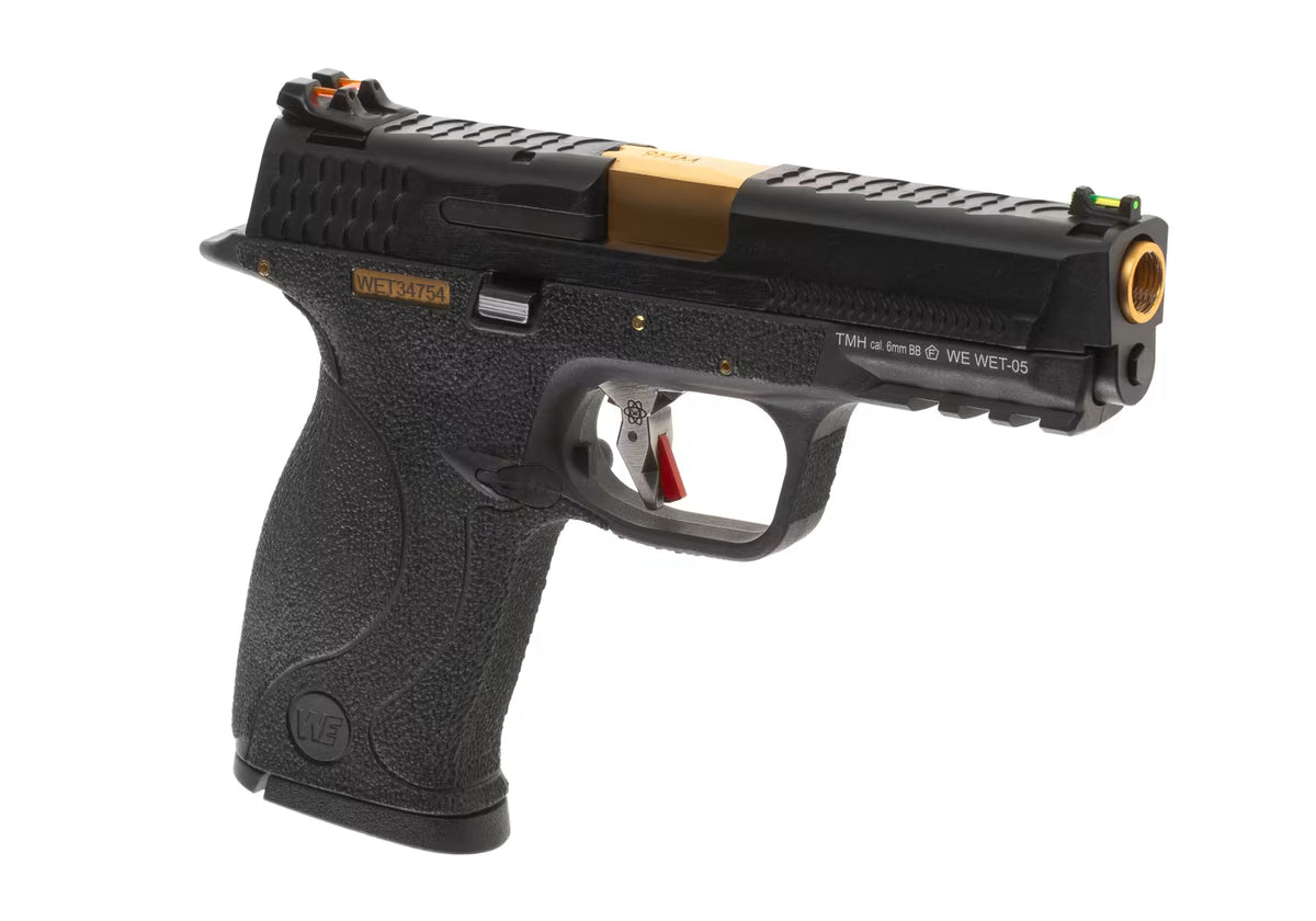 WE WET-05 BK Gold Barrel Metal Version GBB Airsoft-Pistole