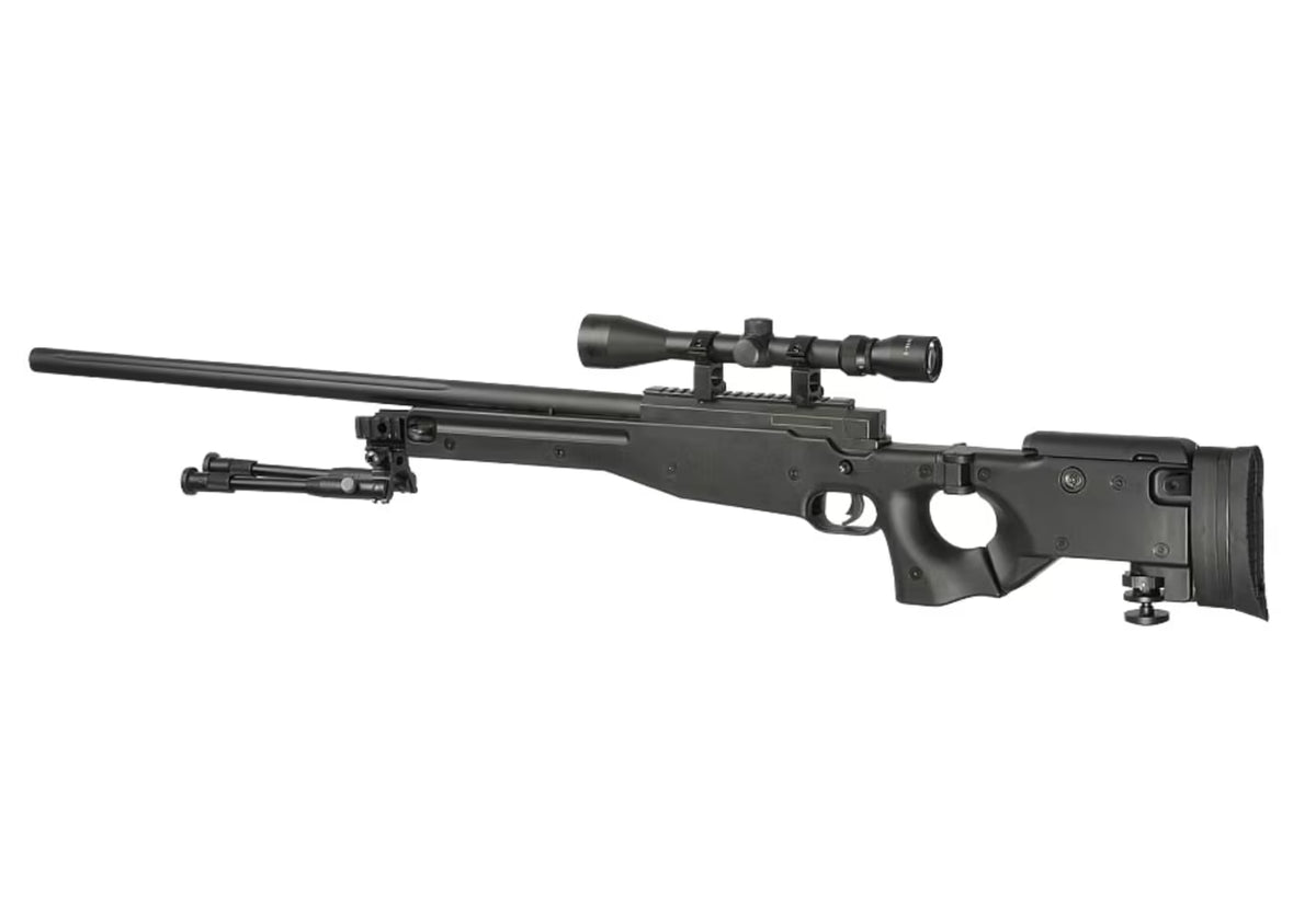 Well AW .338 (MB08) Upgraded Springer Scharfschützengewehr Set – Schwarz